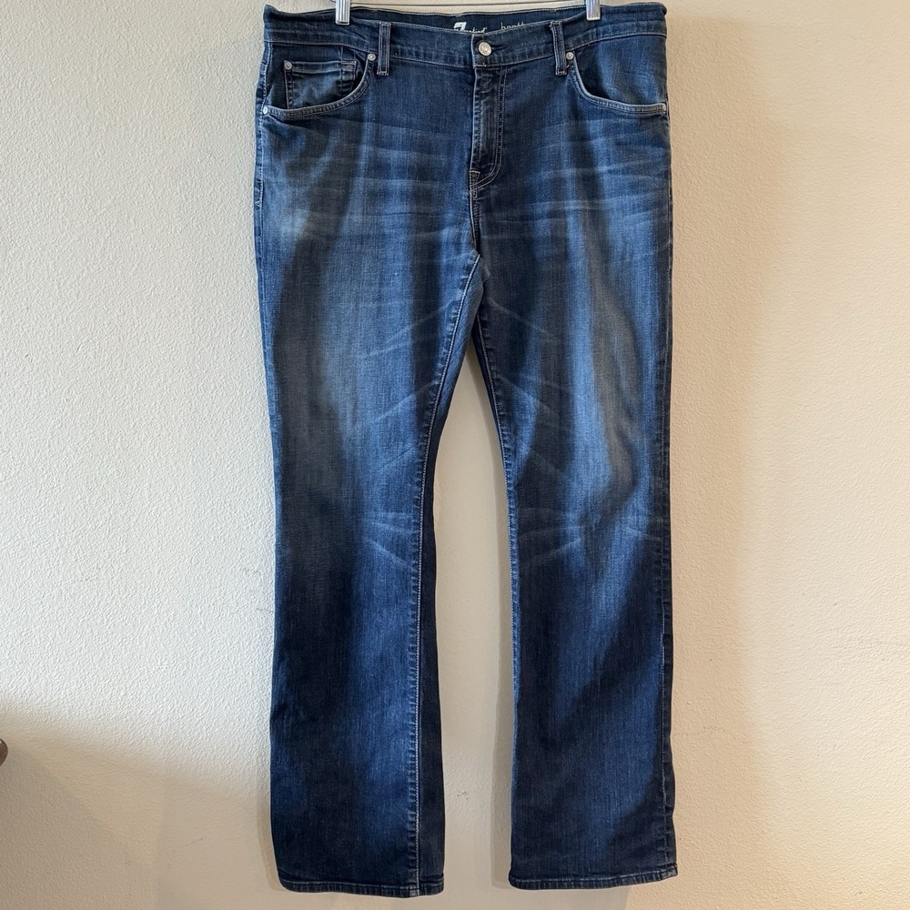 7 For All Mankind Brett Jeans Mens 38 Dark Wash Stretch Straight Leg